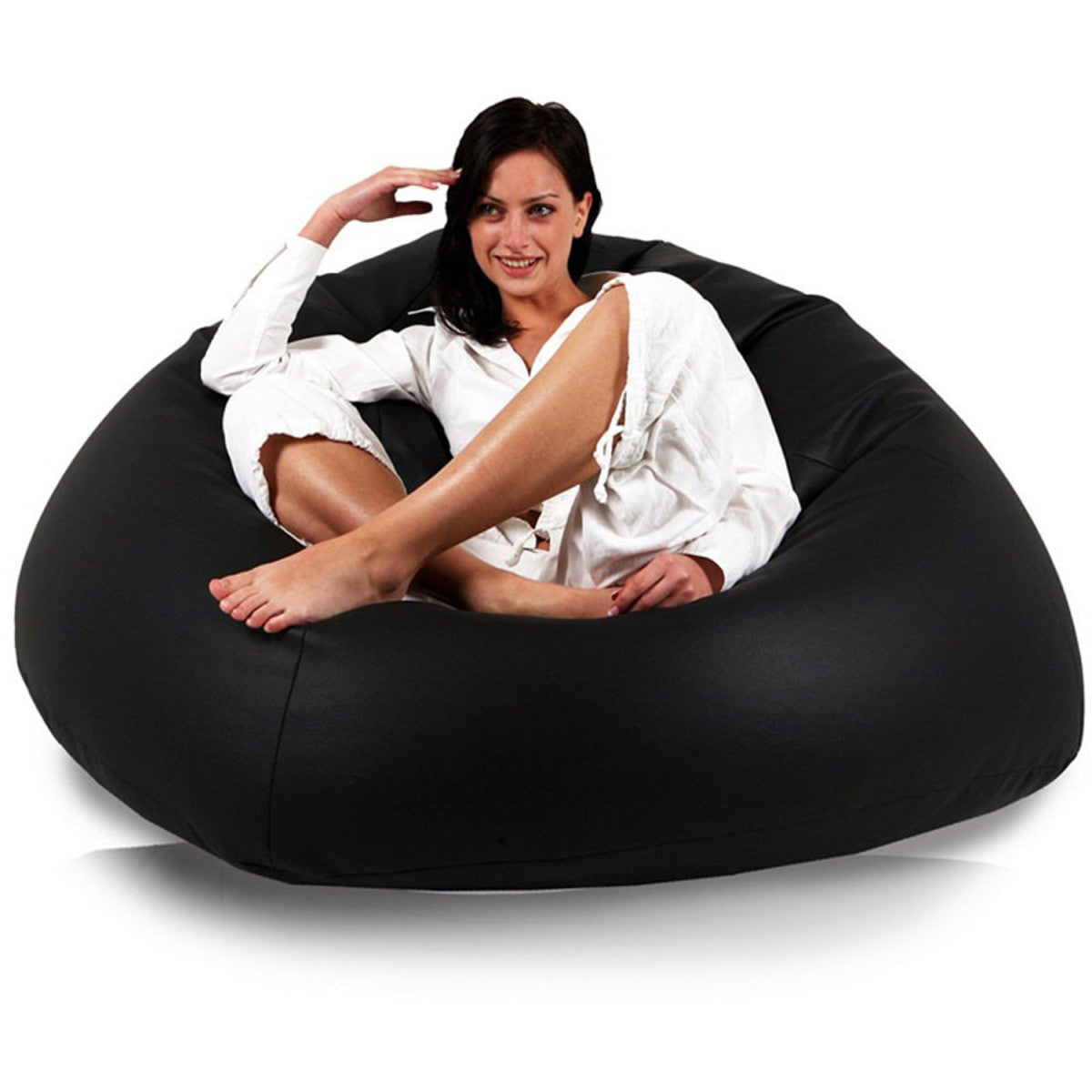 Cover Pouf Maxi in Ecopelle Nero E14 - pouf completo