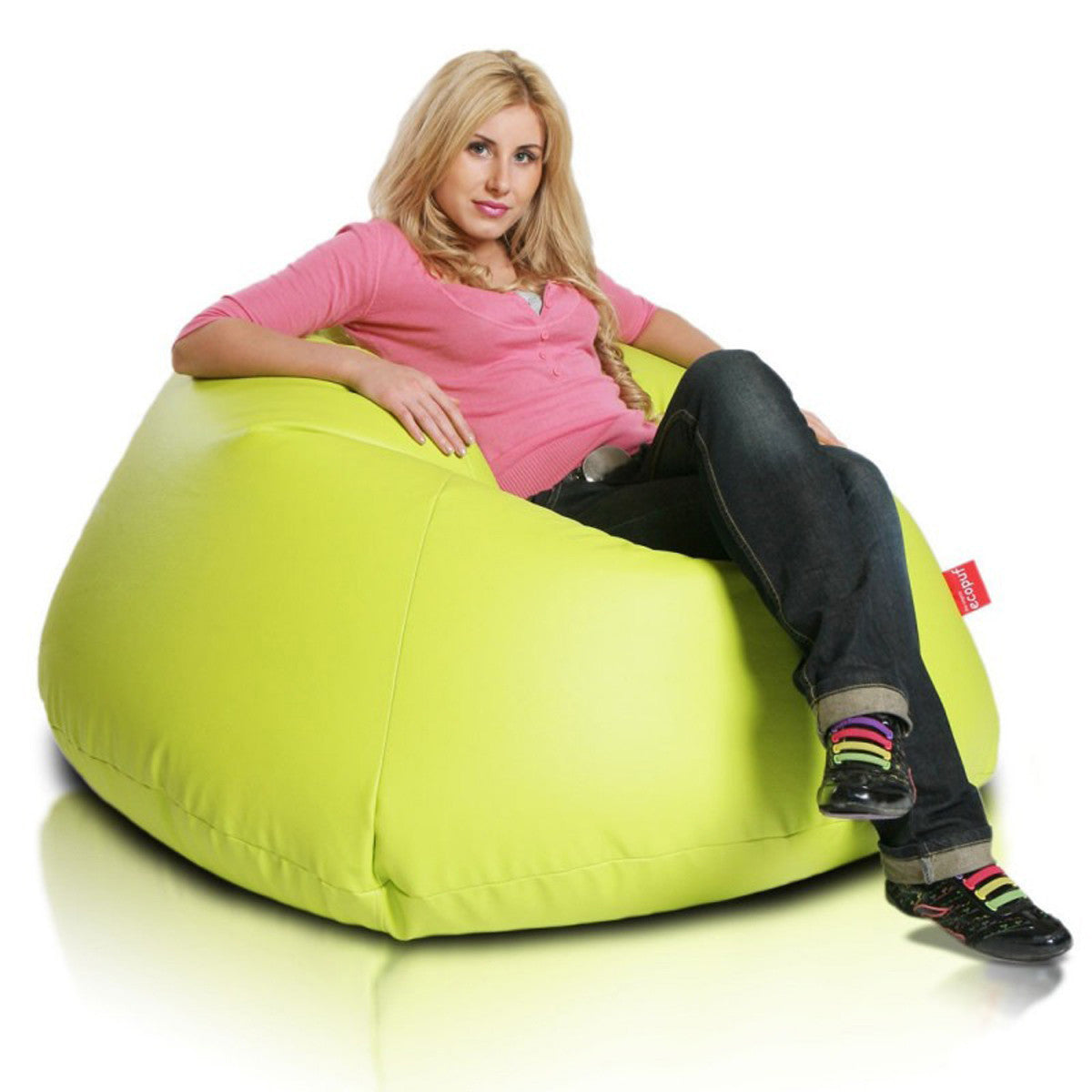 Cover Pouf Maxi in Ecopelle Verde Lime E16 - pouf completo