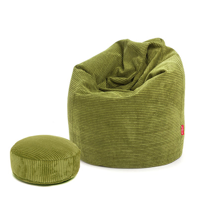 Pouf Poltrona Sacco XL Velluto a Coste con Poggiapiedi