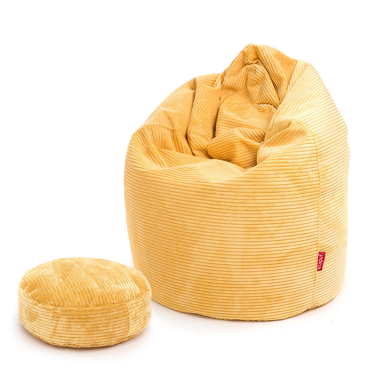 Pouf Poltrona Sacco XL Velluto a Coste con Poggiapiedi