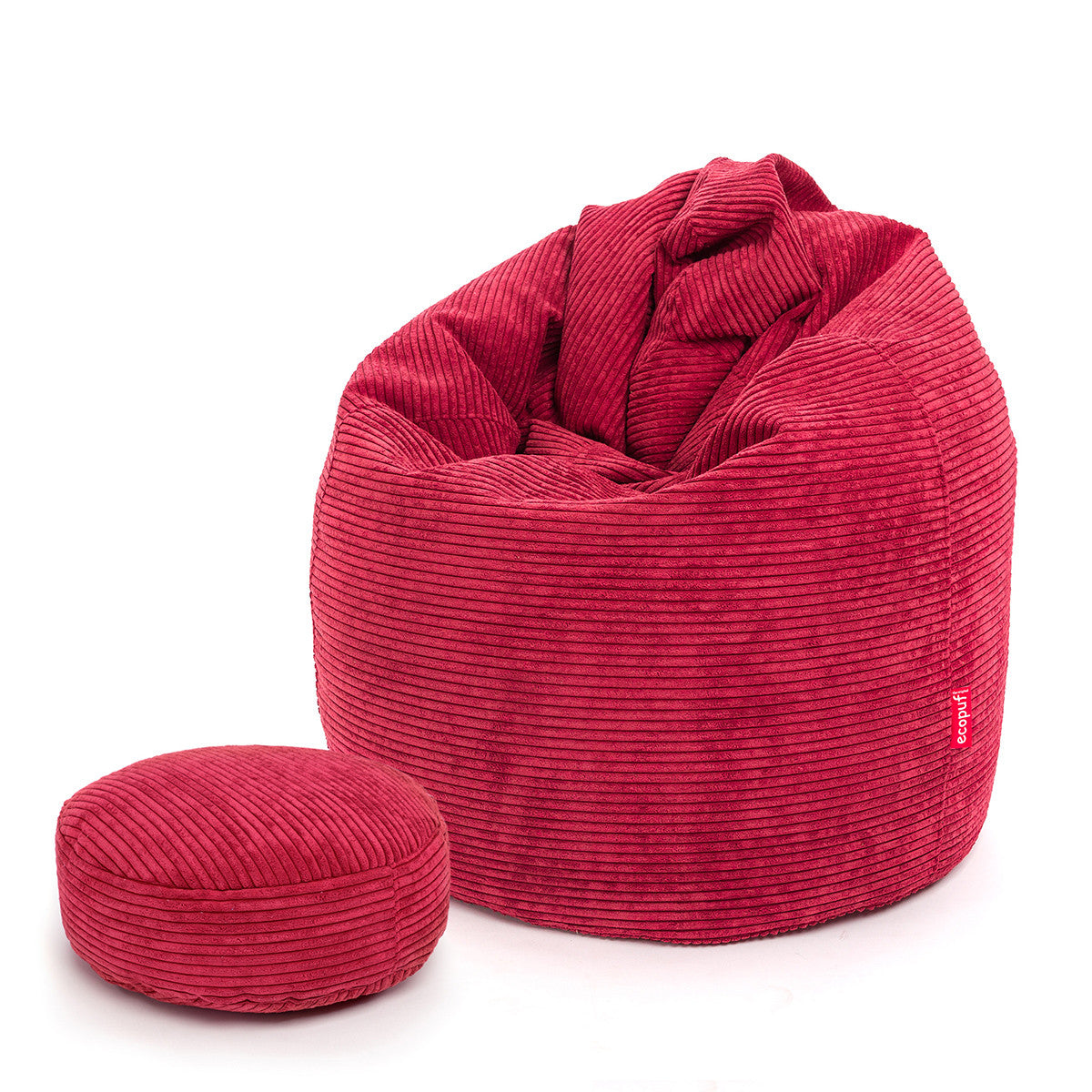 Pouf Poltrona Sacco XL Velluto a Coste con Poggiapiedi
