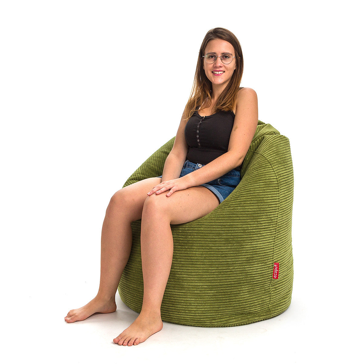 Pouf Poltrona Sacco XL Velluto a Coste con Poggiapiedi