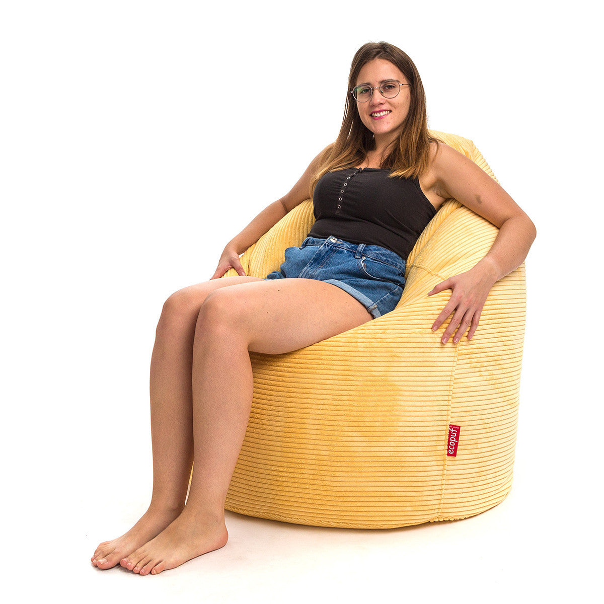 Pouf Poltrona Sacco XL Velluto a Coste con Poggiapiedi