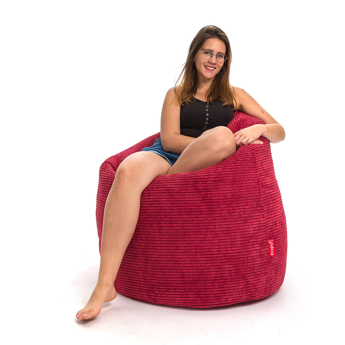 Pouf Poltrona Sacco XL Velluto a Coste con Poggiapiedi