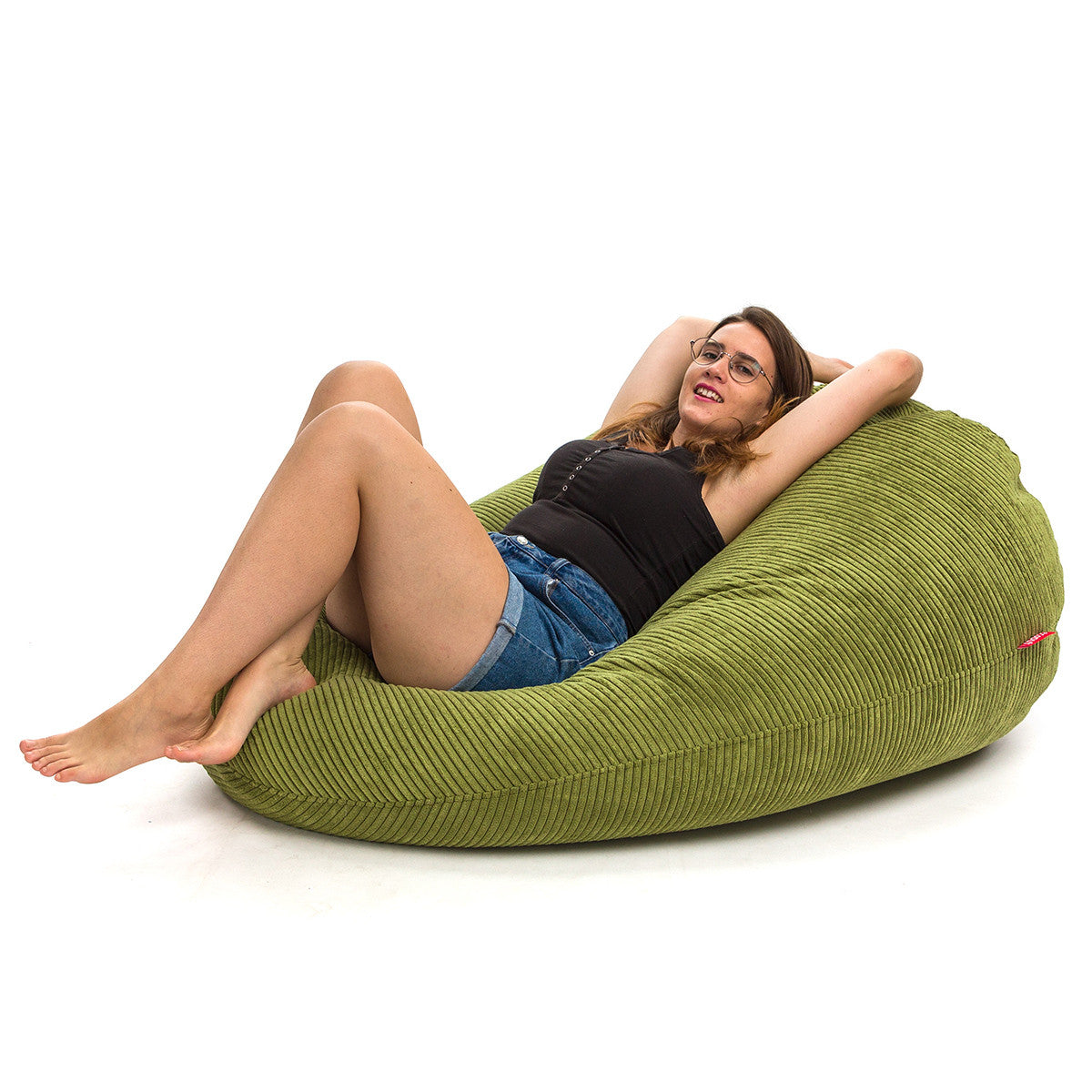 Pouf Poltrona Sacco XL Velluto a Coste con Poggiapiedi