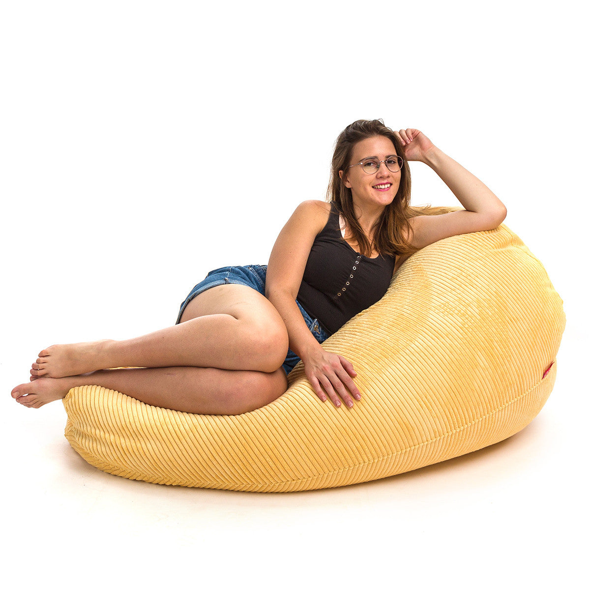 Pouf Poltrona Sacco XL Velluto a Coste con Poggiapiedi