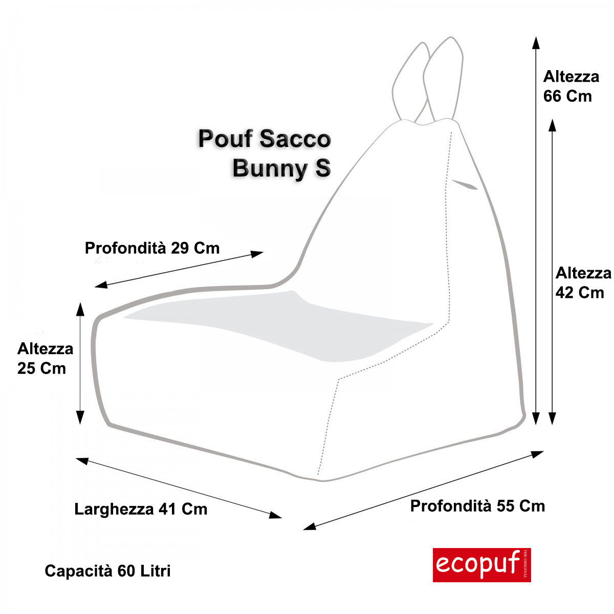 Bunny S Pouf Poltrona Sacco Coniglietto Bugs Bunny Finta Pelliccia