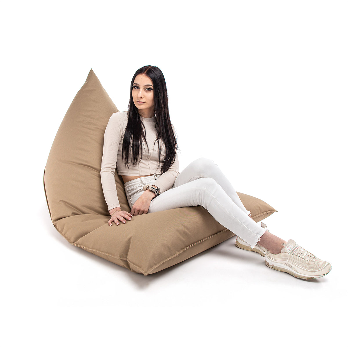 Pouf Triangolare Lazy M Cuscino da Terra 150x100cm Poliestere Impermeabile per Esterno