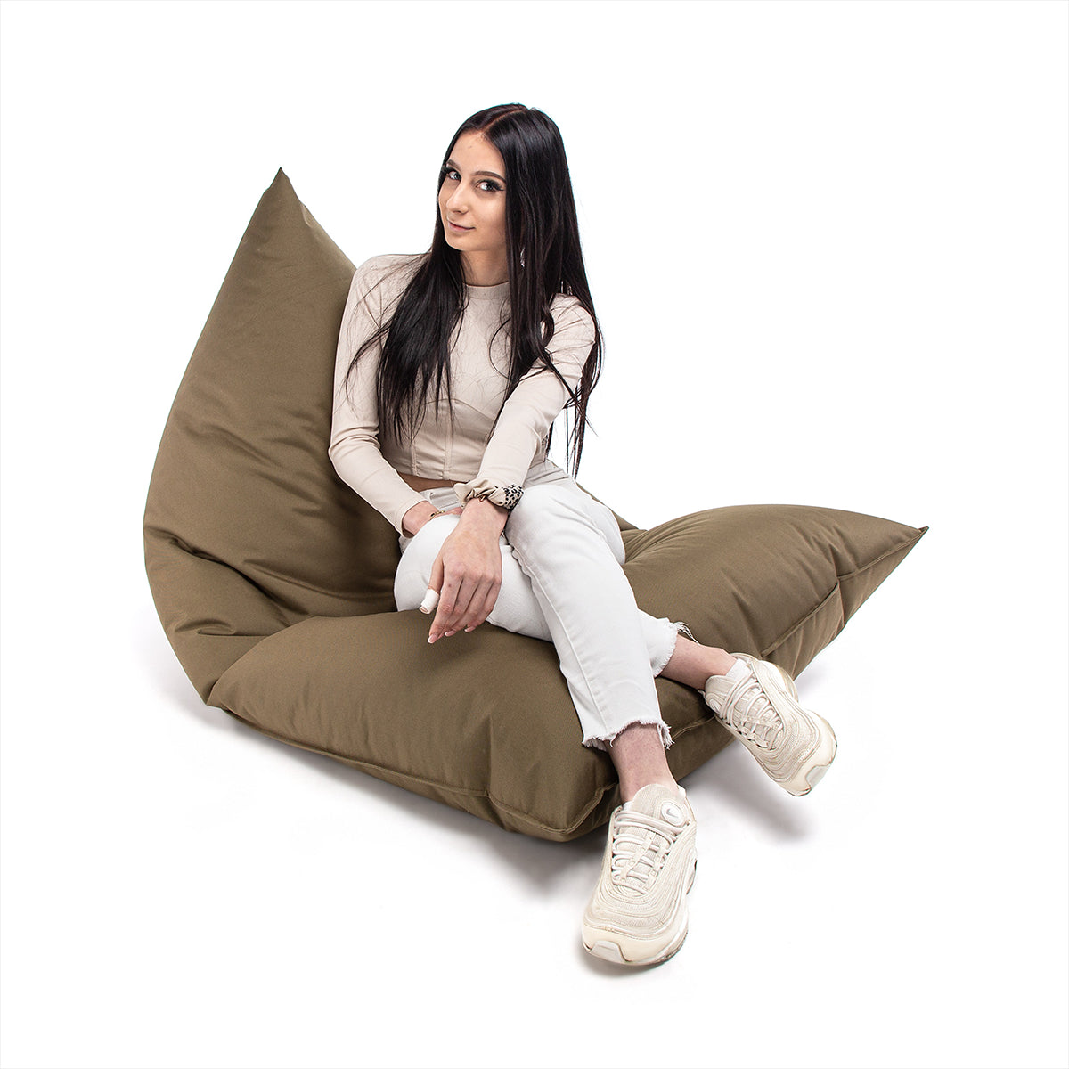 Pouf Triangolare Lazy M Cuscino da Terra 150x100cm Poliestere Impermeabile per Esterno