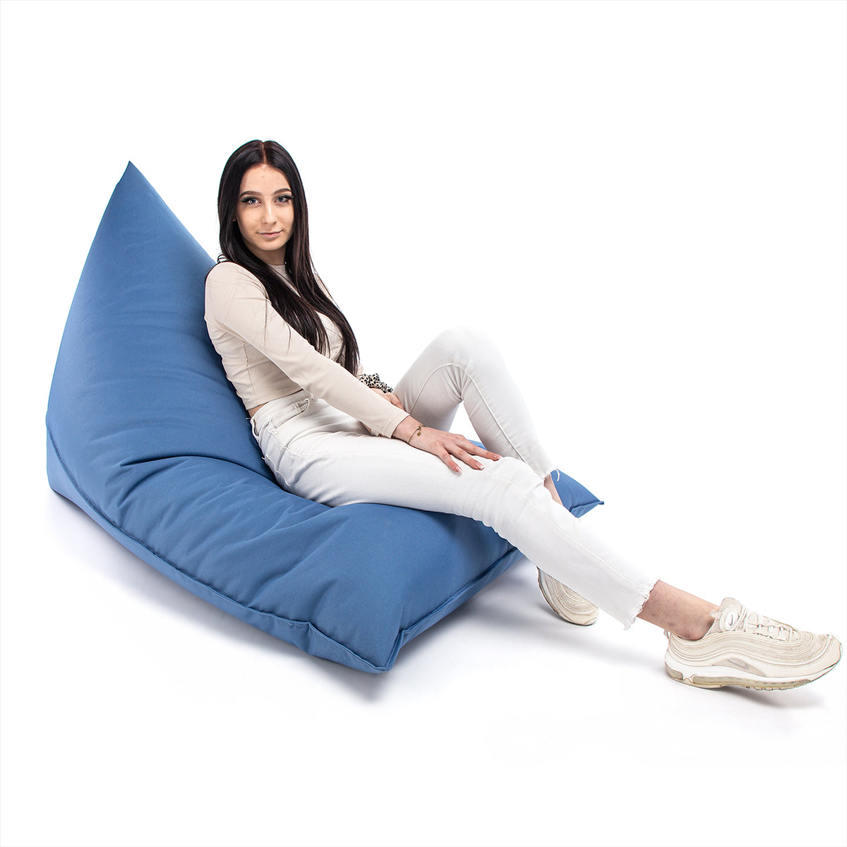 Pouf Triangolare Lazy M Cuscino da Terra 150x100cm Poliestere Impermeabile per Esterno