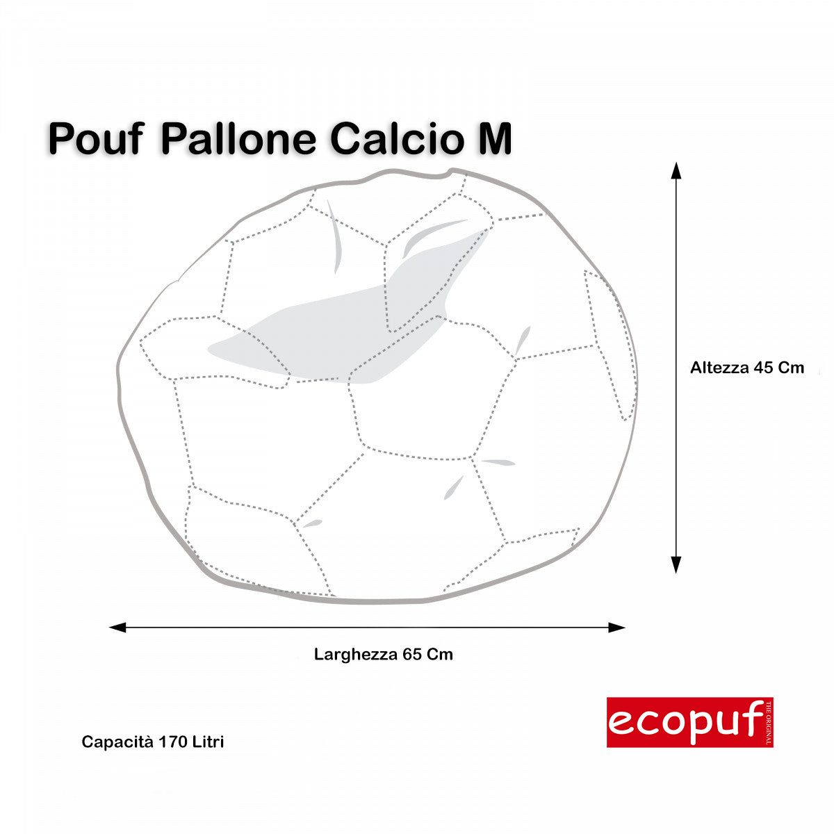 Pouf Pallone Nero Azzurro Inter