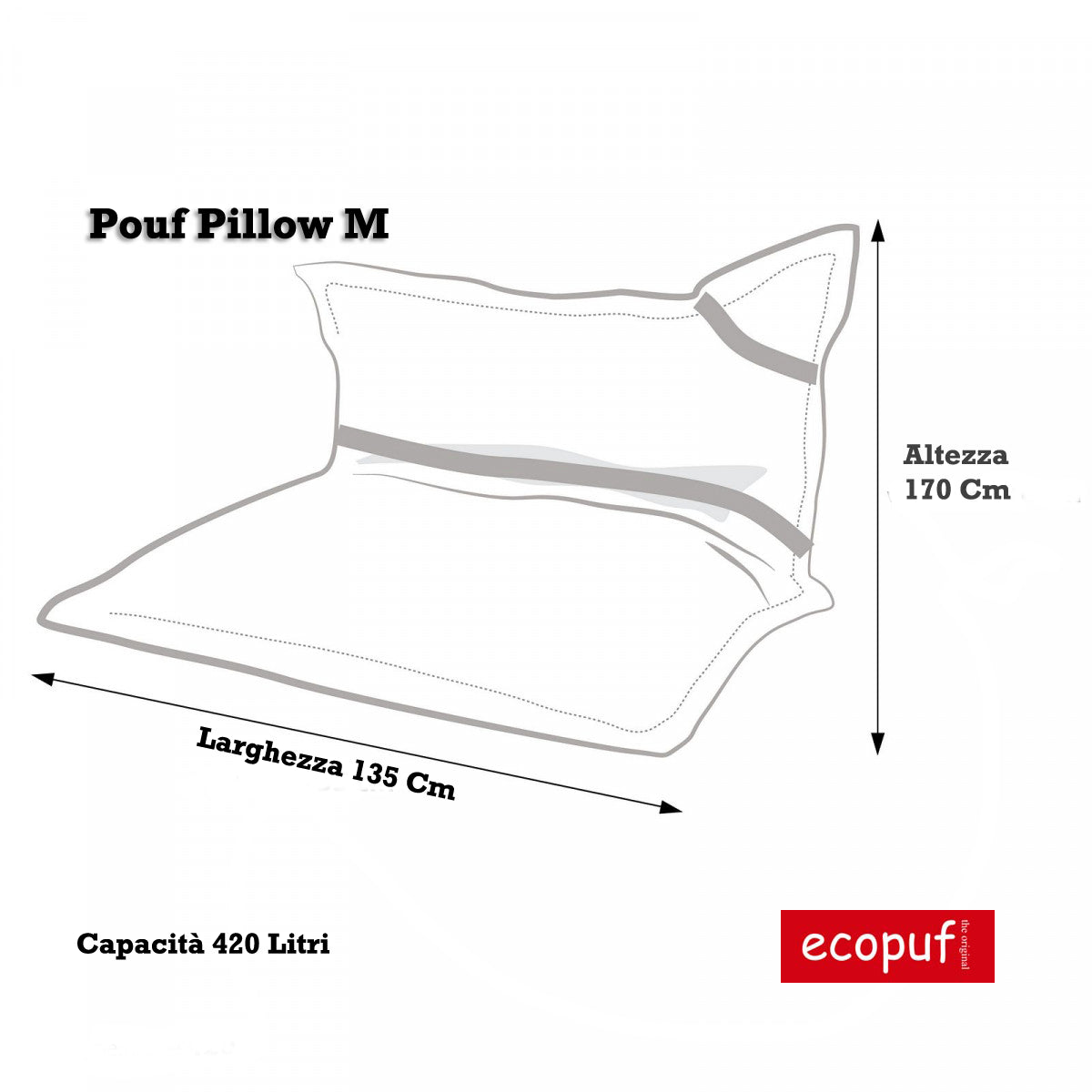 Pouf Cuscino M Poltrona Sacco in Poliestere 135x170