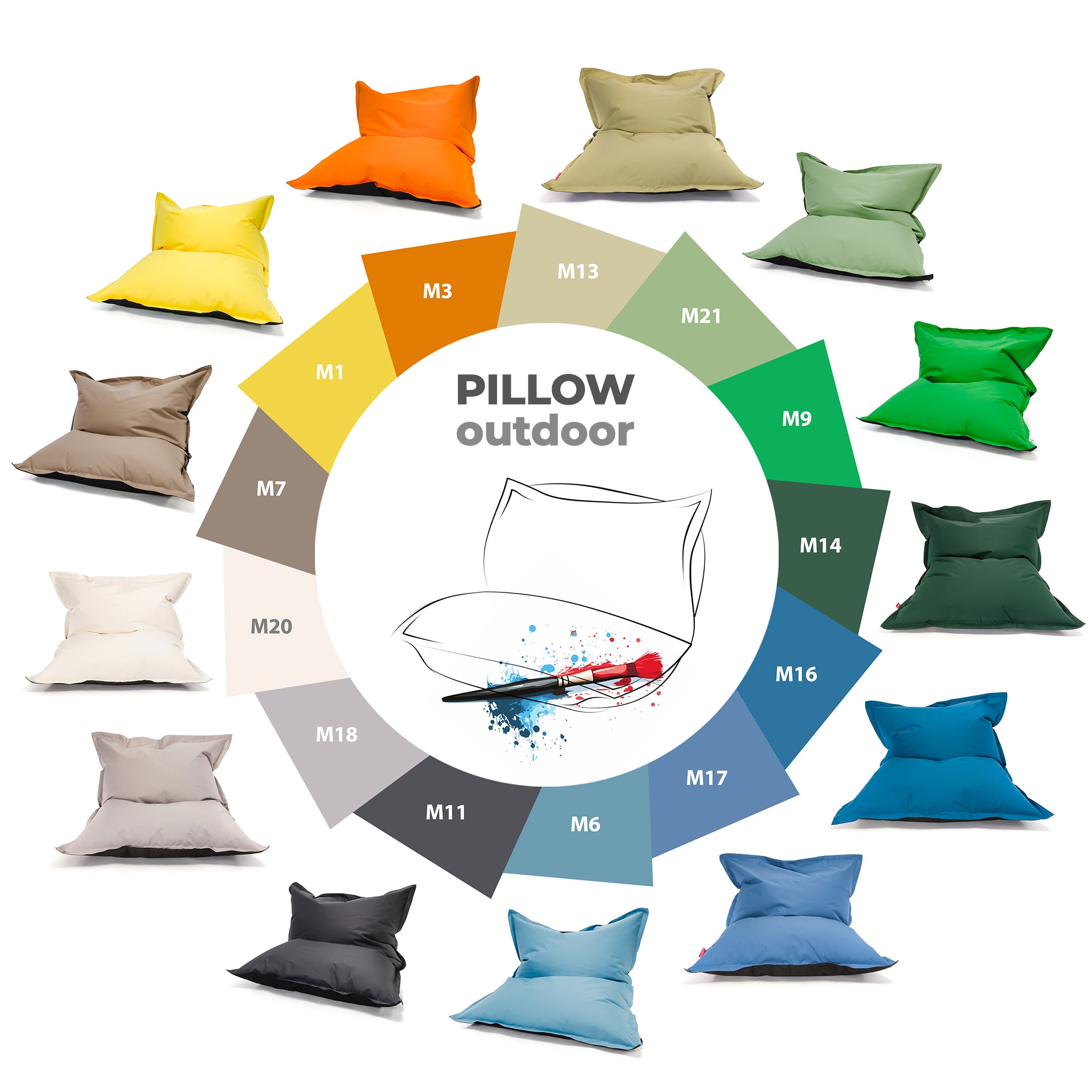 Pouf Cuscino M Outdoor in Tessuto Waterproof