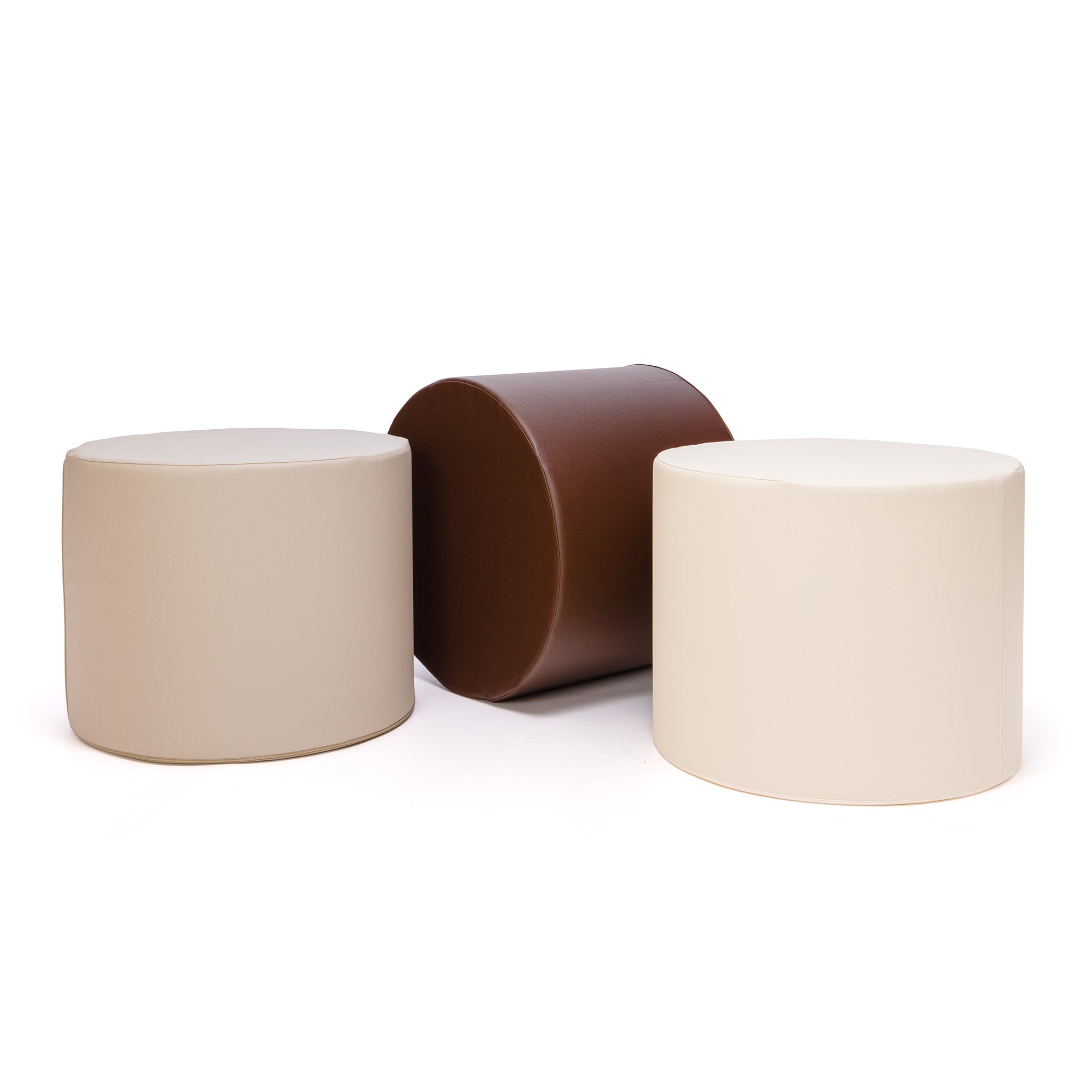 Pouf Poggiapiedi Sgabello Cilindro in Ecopelle 40x50