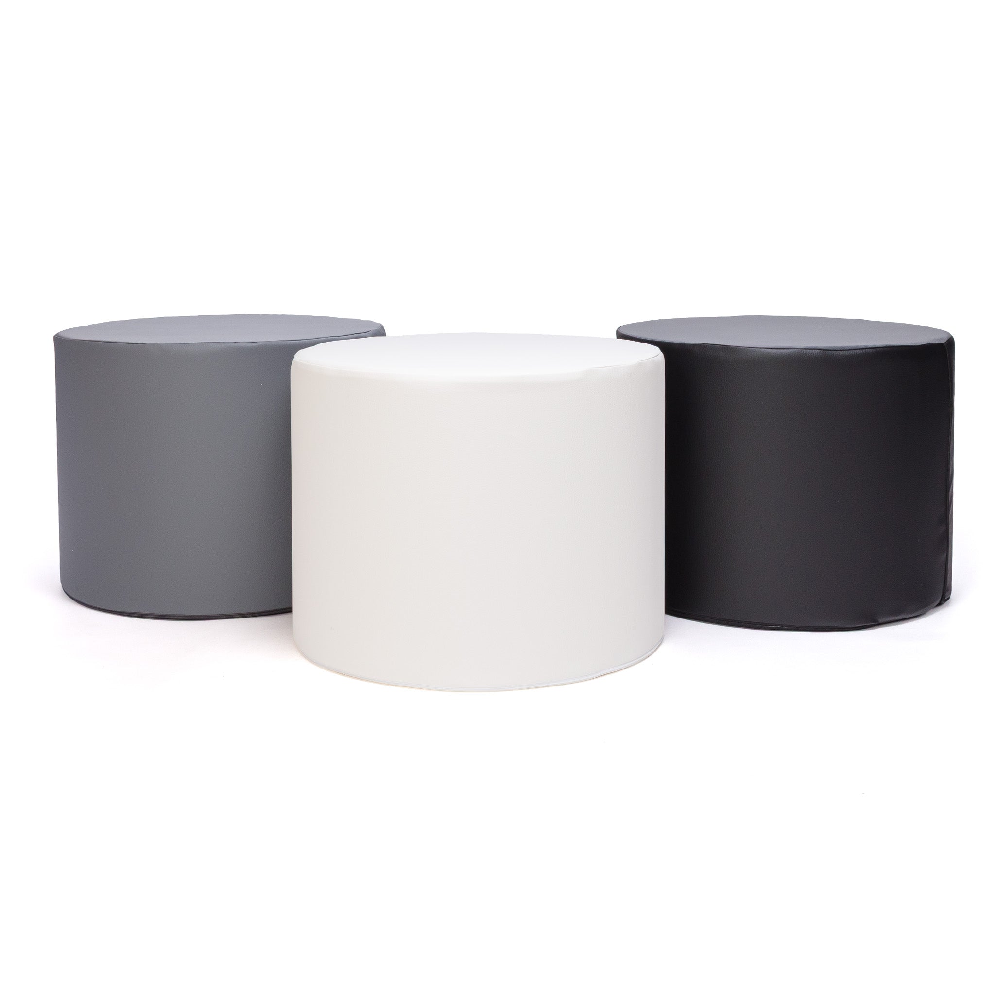 Pouf Poggiapiedi Sgabello Cilindro in Ecopelle 40x50