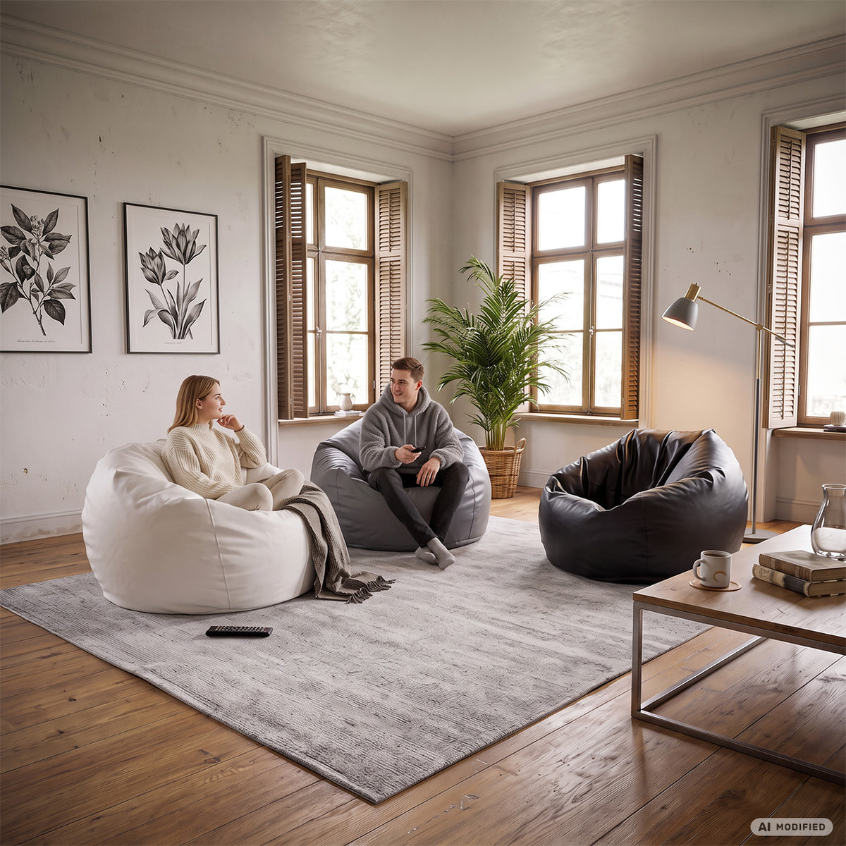 Pouf Sacco L in Ecopelle