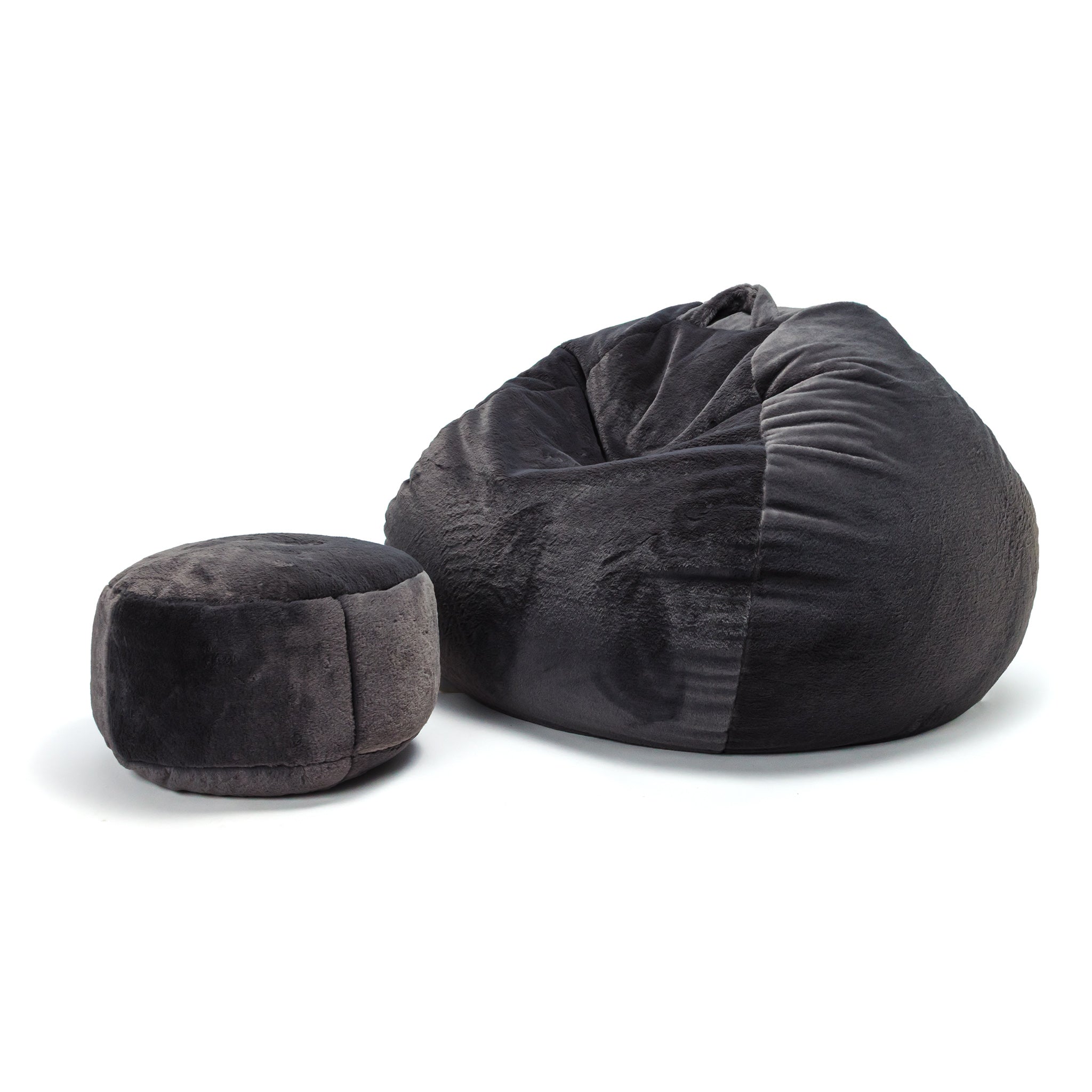 Pouf Yeti in Pelliccia Sintetica con Poggiapiedi