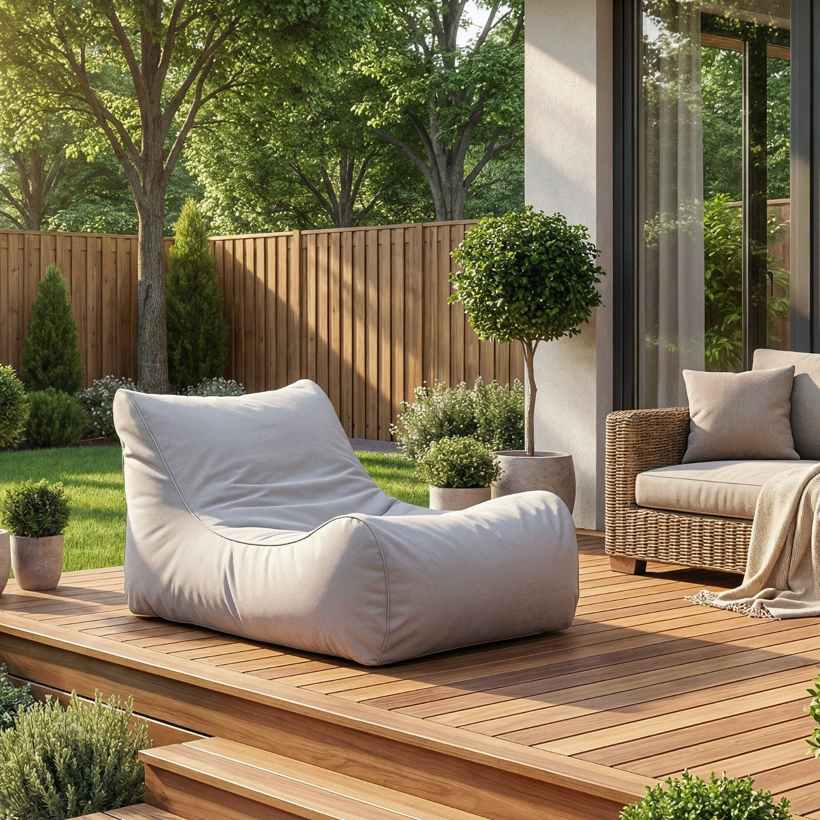 Pouf Poltrona Sacco Chaise Longue da Esterno Pouf a Sacco Lettino in Poliestere Waterproof