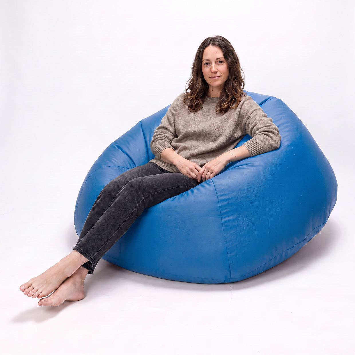 Cover Pouf Maxi in Ecopelle Blu E10
