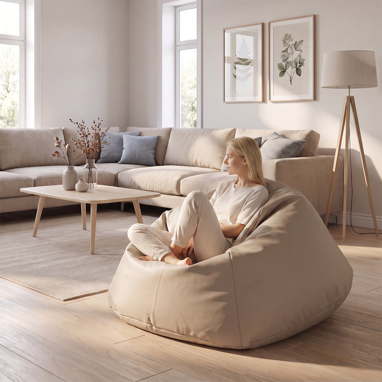 Cover Pouf Maxi in Ecopelle Cappuccino E17