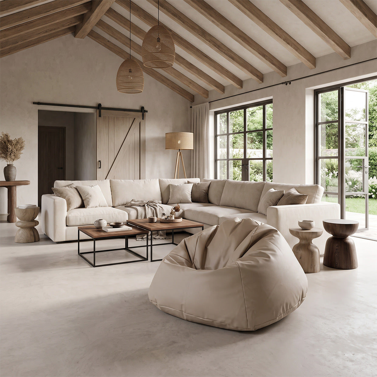 Cover Pouf Maxi in Ecopelle Cappuccino E17