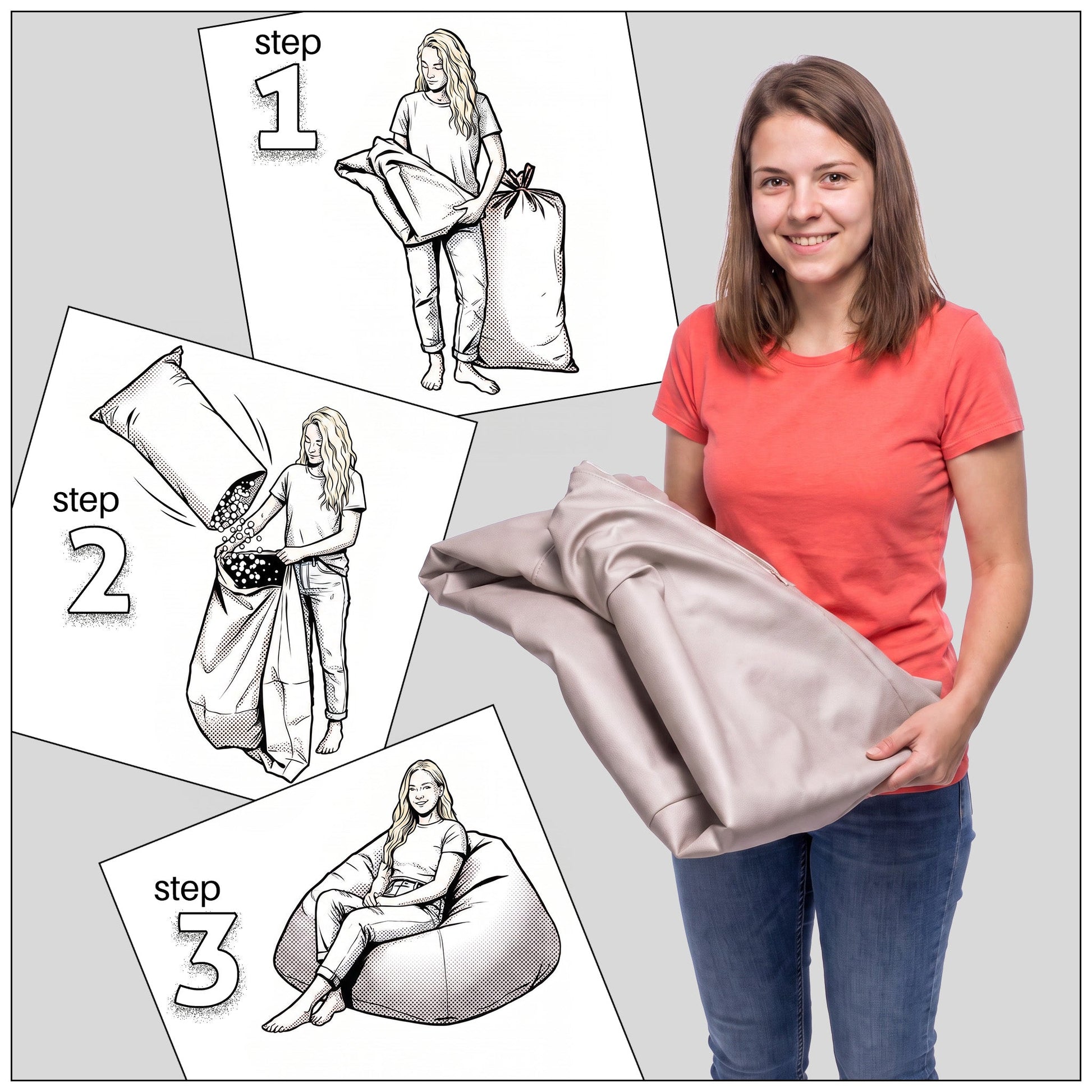 Cover Pouf Maxi in Poliestere - schema di montaggio