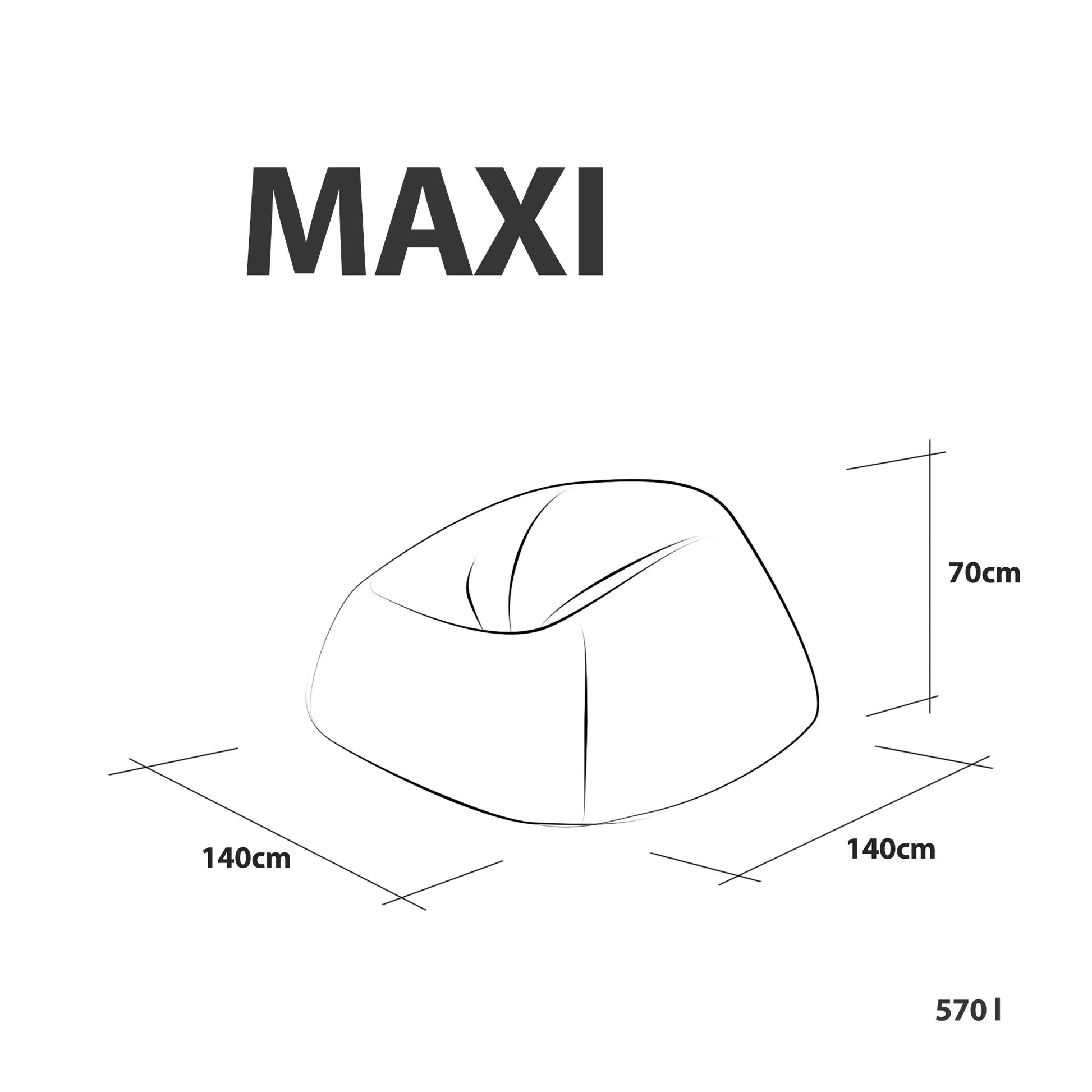 Cover Pouf Maxi Vega - dimensioni 70x140 cm